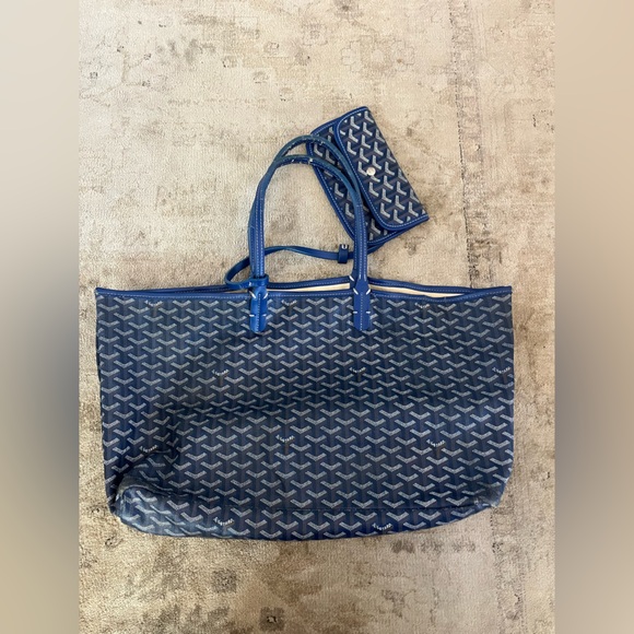 Blue Goyard tote bag with matching wallet - Picture 4 of 6